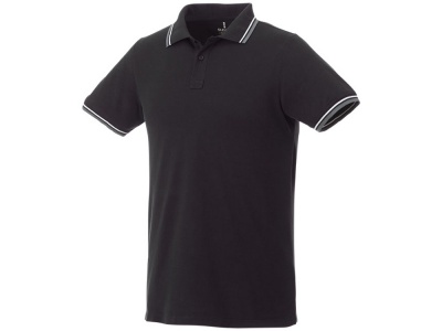 OA2003026300 Elevate. Мужская футболка поло Fairfield с коротким рукавом с проклейкой, черный/серый меланж/белый