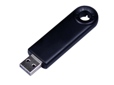 OA2102093284 USB-флешка промо на 128 Гб прямоугольной формы, выдвижной механизм, черный