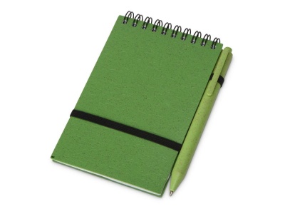 OA2102096713 Блокнот B7 Toledo S, зеленый + ручка шариковая Pianta из пшеничной соломы, зеленый