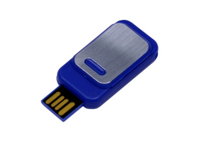 OA2102093399 USB-флешка промо на 64 ГБ прямоугольной формы, выдвижной механизм, синий