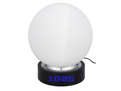 OA37W-BLK5 Лампа настольная с часами, датой и термометром. При включении на поверхности лампы появляется стилизованное изображение земного шара