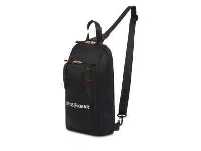 OA210208438 SWISSGEAR. Рюкзак SWISSGEAR с одним плечевым ремнем, черный/красный, полиэстер рип-стоп, 18 x 5 x 33 см, 4 л