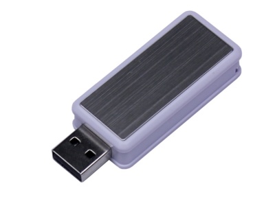 OA2102093258 USB-флешка промо на 128 Гб прямоугольной формы, выдвижной механизм, белый