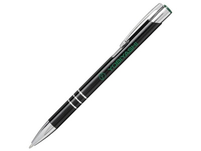 OA2003027733 Ручка металлическая шариковая Moneta с цветной кнопкой, черный/св.зеленый