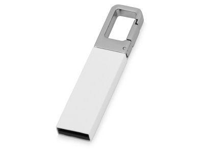 OA2003024323 Флеш-карта USB 2.0 16 Gb с карабином Hook, белый/серебристый