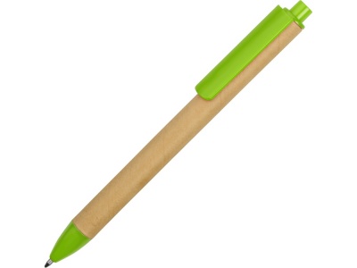 OA2003021583 Ручка картонная пластиковая шариковая Эко 2.0, бежевый/зеленое яблоко