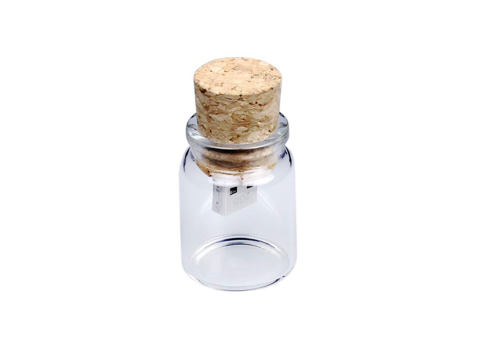 OA24082822269 Флешнакопитель в виде пробки в бутылочке (Bottle.32.W, I= 32 Гб, Деревянный корпус, стеклянные вставки. Без перс.)