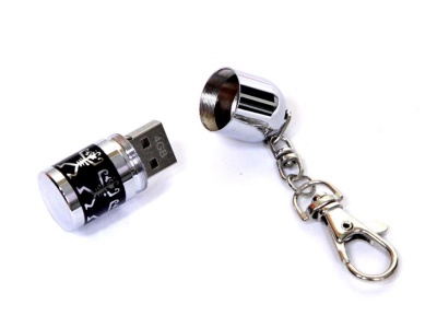 OA2102093559 USB-флешка на 64 ГБ в виде пули с танцующими человечками, серебро