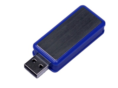 OA2102093260 USB-флешка промо на 128 Гб прямоугольной формы, выдвижной механизм, синий