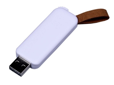 OA2102093358 USB-флешка промо на 64 ГБ прямоугольной формы, выдвижной механизм, белый