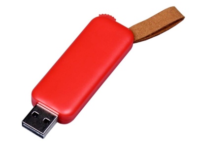 OA2102093379 USB-флешка промо на 128 Гб прямоугольной формы, выдвижной механизм, красный