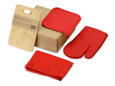 OA2102096727 Подарочный набор с разделочной доской, фартуком, прихваткой, красный
