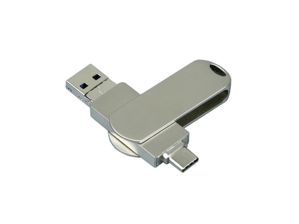 OA24082822280 Металлическая флешка для айфона 3 в 1 (i-flash_TYPEC_3_in_1.32.S, I= 32 Гб USB 3.0, Металлический корпус. Без перс.)