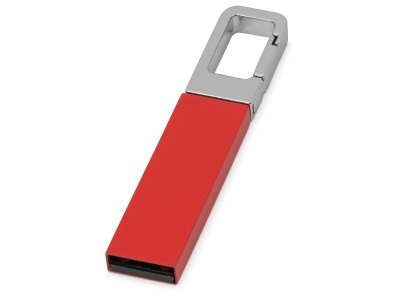OA2003024325 Флеш-карта USB 2.0 16 Gb с карабином Hook, красный/серебристый