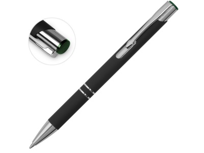OA2102095222 Ручка металлическая шариковая Legend Mirror Gum софт-тач с цветным слоем, черный / зеленый