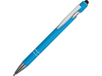 OA2003022275 Ручка металлическая soft-touch шариковая со стилусом Sway, голубой/серебристый