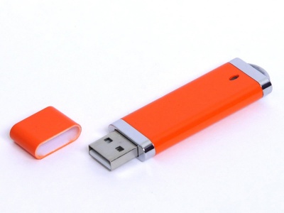 OA2102093094 USB-флешка промо на 128 Гб прямоугольной классической формы, оранжевый