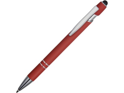 OA2003022270 Ручка металлическая soft-touch шариковая со стилусом Sway, красный/серебристый