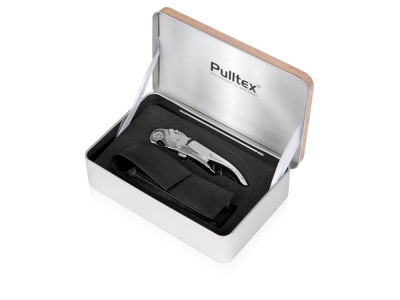 OA2003026922 Pulltex. Подарочный винный набор из штопора и кожаного чехла для штопора ClickCut Set, серебристый