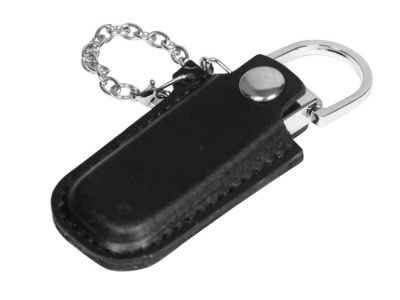 OA210209774 Флешка в массивном корпусе с кожаным чехлом, 8 Гб, черный