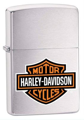 GR171113565 Zippo Зажигалки шиpокие. Зажигалка ZIPPO Harley-Davidson®, покрытием Brushed Chrome, латунь/сталь, серебристая, 36x12x56 мм