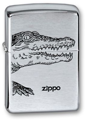 GR171113329 Zippo Зажигалки шиpокие. Зажигалка ZIPPO Alligator, с покрытием Brushed Chrome, латунь/сталь, серебристая, 38x13x57 мм