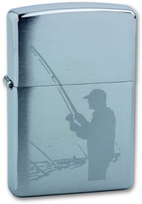 GR171113551 Zippo Зажигалки шиpокие. Зажигалка ZIPPO Fisherman, с покрытием Brushed Chrome, латунь/сталь, серебристая, 38x13x57 мм