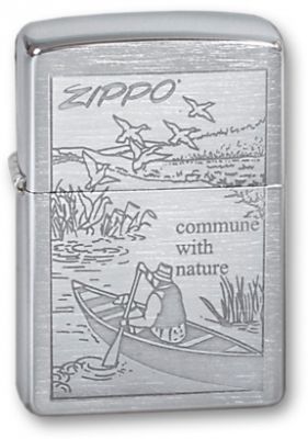 GR171113614 Zippo Зажигалки шиpокие. Зажигалка ZIPPO Row Boat, с покрытием Brushed Chrome, латунь/сталь, серебристая, 38x13x57 мм