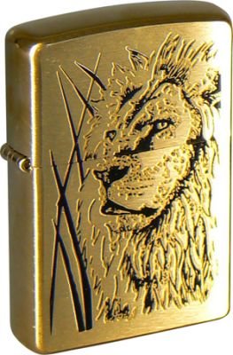 GR171113605 Zippo Зажигалки шиpокие. Зажигалка ZIPPO Proud Lion, с покрытием Brushed Brass, латунь/сталь, золотистая, 38x13x57 мм