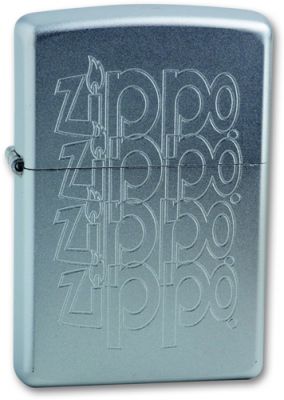 GR171113307 Zippo Зажигалки шиpокие. Зажигалка ZIPPO "Zippo Logo", с покрытием Satin Chrome™, латунь/сталь, серебристая, 38x13x57 мм
