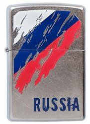 GR171113615 Zippo Зажигалки шиpокие. Зажигалка ZIPPO Russia Flag, с покрытием Street Chrome™, латунь/сталь, серебристая, 38x13x57 мм
