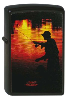 GS184061978 Zippo. Зажигалка ZIPPO Рыбак, с покрытием Black Matte, латунь/сталь, чёрная, матовая, 38x13x57 мм