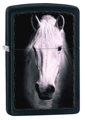 GS184061961 Zippo. Зажигалка ZIPPO Белая лошадь, с покрытием Black Matte, латунь/сталь, черная, матовая, 36x12x56 мм