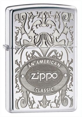 GR171113543 Zippo Зажигалки шиpокие. Зажигалка ZIPPO Crown Stamp™ с покрытием High Polish Chrome, латунь/сталь, серебристая, 38x13x57 мм