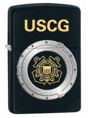 GR171113630 Zippo СПЕЦПРЕДЛОЖЕНИЕ. Зажигалка ZIPPO USCG, латунь с покрытием Black Matte, черный с символикой ВМФ США, матовая, 36х12x56 мм