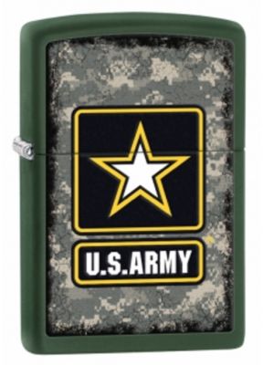 GR171113628 Zippo СПЕЦПРЕДЛОЖЕНИЕ. Зажигалка ZIPPO US Army, латунь с покрытием Green Matte, зеленый с символикой армии США, матовая, 36х12x56 мм