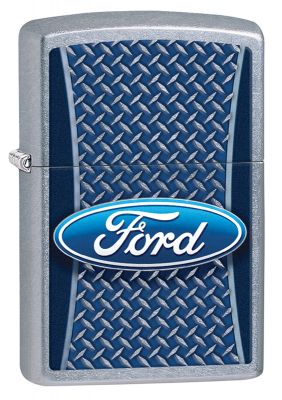 GR171113556 Zippo Зажигалки шиpокие. Зажигалка ZIPPO Ford с покрытием Street Chrome™, латунь/сталь, серебристая, матовая, 36x12x56 мм