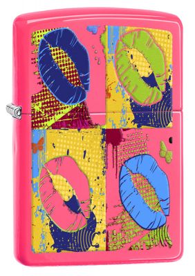 GR171113490 Zippo Зажигалки шиpокие. Зажигалка ZIPPO Classic с покрытием Neon Pink, латунь/сталь, розовая, глянцевая, 36x12x56 мм