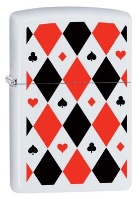 GR171113604 Zippo Зажигалки шиpокие. Зажигалка ZIPPO Poker Patterns с покрытием White Matte, латунь/сталь, белая, матовая, 36x12x56 мм