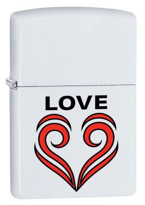 GR171113320 Zippo Зажигалки шиpокие. Зажигалка ZIPPO 214 Love Theme с покрытием White Matte, латунь/сталь, белая, матовая, 36x12x56 мм