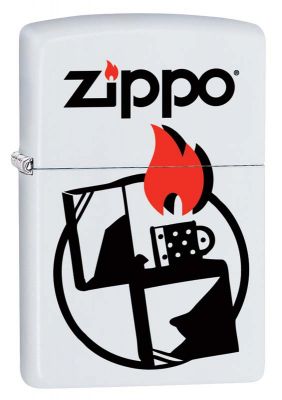 GR171113322 Zippo Зажигалки шиpокие. Зажигалка ZIPPO 214 Zippo с покрытием White Matte, латунь/сталь, белая, матовая, 36x12x56 мм