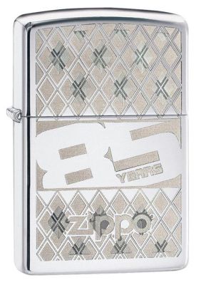 GR171113327 Zippo Зажигалки шиpокие. Зажигалка ZIPPO 85th Anniversary с покрытием High Polish Chrome, латунь/сталь, серебристая, глянцевая, 36x12x56 мм