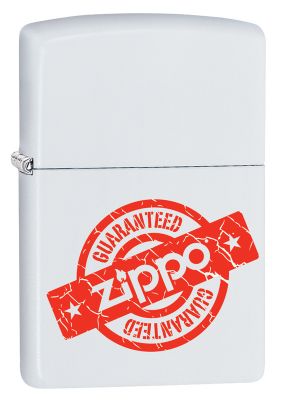 GR171113644 Zippo Зажигалки шиpокие. Зажигалка ZIPPO Zippo Guaranteed с покрытием White Matte, латунь/сталь, белая, матовая, 36x12x56 мм