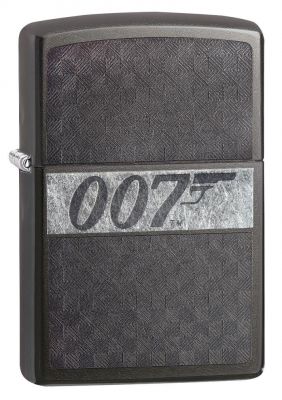 GR171113576 Zippo Зажигалки шиpокие. Зажигалка ZIPPO James Bond с покрытием Black Ice®, латунь/сталь, чёрная, глянцевая, 36x12x56 мм