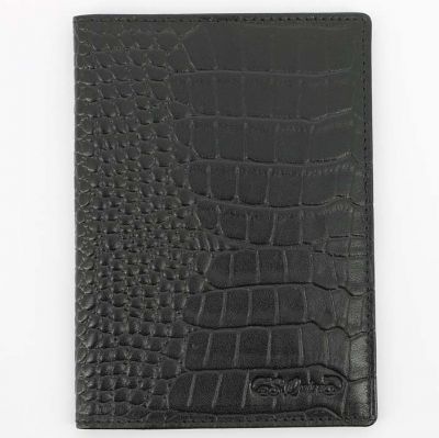 GR1711131170 S.QUIRE Кожаная коллекция. Обложка для паспорта S.Quire, натуральная воловья кожа, черный, фактурная, 13,4 x 9,9 x 0,5 см