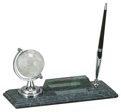 GS18406124 Настольный набор: глобус, держатель для визиток, ручка, 23 х 9 х 1,8 см, мрамор