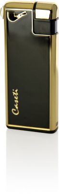 GR171113238 CASETI Зажигалки газовые пьезо. Зажигалка "Caseti" для трубок газовая пьезо, золото/черный лак, 2,8х1х6,7 см
