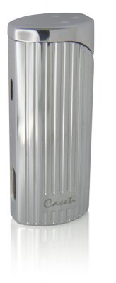 GS1840611067 MONDIAL. Зажигалка "Caseti" для сигар, газовая турбо, хромированная с вертикальными полосами 7,2x2,0x2,9 см