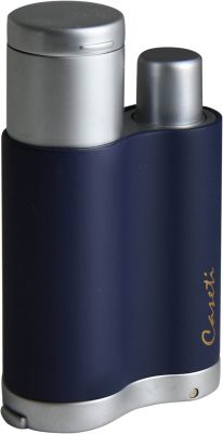 GS1840611057 CASETI. Зажигалка "Caseti" для сигар, газовая турбо, хромированная, матовая синяя 6,3x1,9x3,8 см