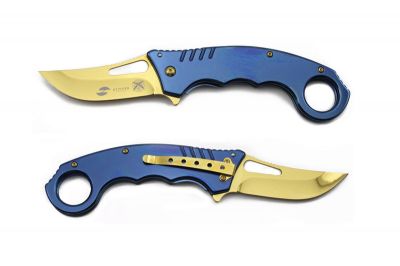 GR1711131082 STINGER Ножи складные STINGER. Нож складной Stinger, 133 мм - длина ножа в закрытом виде, рукоять: нержавеющая сталь (синий), с клипом, подарочная коробка